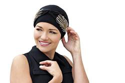 MASUMI Carolina Baumwolle Kopfbedeckung für Frauen mit Chemo Krebs Haarausfall Bio Hut für Alopezie Patienten Gr. Einheitsgröße, Schwarz Lorbeerkrone von MASUMI