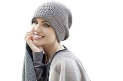 MASUMI Chemo Bio-Kopfbedeckung - ARI Wintermütze | Unisex | Kopfbekleidung für Frauen und Herren mit Haarausfall | Weiche Hüte für Krebspatienten | 50% Wolle (Farbe: Grau) von MASUMI