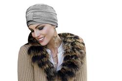 MASUMI Chemo Bio-Kopfbedeckung - Ellie Bambus Turban Hut für Damen | Kopfbekleidung für Frauen mit Haarausfall | Weiche Hüte für Krebspatienten | 95% Bambus (Farbe: Grau) von MASUMI