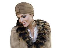 MASUMI Chemo Bio-Kopfbedeckung - Ellie Bambus Turban Hut für Damen | Kopfbekleidung für Frauen mit Haarausfall | Weiche Hüte für Krebspatienten | 95% Bambus (Farbe: Kamel) von MASUMI