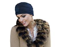 MASUMI Chemo Bio-Kopfbedeckung - Ellie Bambus Turban Hut für Damen | Kopfbekleidung für Frauen mit Haarausfall | Weiche Hüte für Krebspatienten | 95% Bambus (Farbe: Marineblau) von MASUMI
