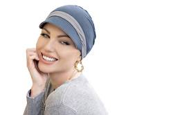 MASUMI Chemo Bio-Kopfbedeckung - Katia Bambus Sommer Mütze | Kopfbekleidung für Frauen mit Haarausfall | Weiche Hüte für Krebspatienten | Baseball Wendemütze | 95% Bambus (Farbe: Grau & Silber) von MASUMI