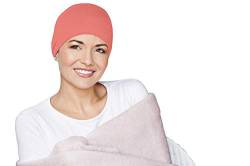 MASUMI Chemo Bio-Kopfbedeckung - SCHLAFMÜTZE | Krebskopfbedeckung für Männer & Frauen mit Haarausfall | Alopezia Mützen & Kopfbedeckungen | Unisex Schlafmütze | 95% Baumwolle (Koralle) von MASUMI