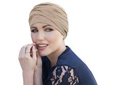 MASUMI Chemo Bio-Kopfebedckung - Scarlet Turban| Krebskopfbedeckung für Männer & Frauen mit Haarausfall | Alopezia Mützen & Kopfbedeckungen | 95% Baumwolle (Farbe: Champagner) von MASUMI