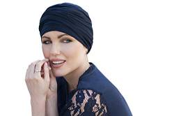 MASUMI Chemo Bio-Kopfebedckung - Scarlet Turban | Krebskopfbedeckung für Männer & Frauen mit Haarausfall | Alopezia Mützen & Kopfbedeckungen | 95% Baumwolle (Farbe: Marineblau) von MASUMI