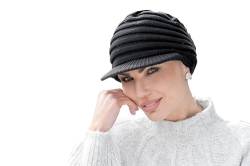 MASUMI Chemo Headwear - Evelyn Wintermütze | Krebs-Kopfbedeckung für Frauen mit Haarausfall | Alopezie Hüte | Unisex | 50% Wolle (Schwarz), Schwarz, Einheitsgröße von MASUMI