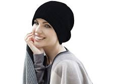 MASUMI Chemo Organic Headwear - ARI Wintermütze | Krebskopfbedeckung für Männer & Frauen mit Haarausfall | Alopezie Hüte & Überzüge | Unisex | 50% Wolle, Schwarz , Einheitsgröße von MASUMI