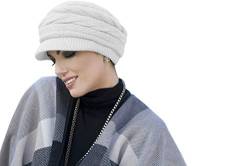 MASUMI Chemo Organic Headwear - Michelle Wintermütze | Krebs-Kopfbedeckung für Frauen mit Haarausfall | Alopezie Hüte & Abdeckungen | 50% Wolle (Farbe: Weiß) von MASUMI
