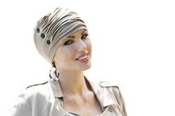 MASUMI Louise - Damen Mütze für Chemotherapie, Krebspatienten und Frauen mit Haarausfall - Turban-Stil - aus Bambus (Hellbraun) von MASUMI