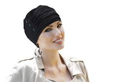 MASUMI Louise - Damen Mütze für Chemotherapie, Krebspatienten und Frauen mit Haarausfall - Turban-Stil - aus Bambus (Schwarz) von MASUMI