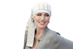 MASUMI Yanna - Damen Mütze für Chemotherapie, Krebspatienten und Frauen mit Haarausfall - Turban-Stil - aus Bambus (Elfenbeinfarben/Grün/Aleo) von MASUMI