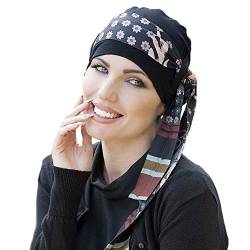 MASUMI Yanna - Damen Mütze für Chemotherapie, Krebspatienten und Frauen mit Haarausfall - Turban-Stil - aus Bambus (Schwarz Erröten) von MASUMI