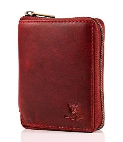 MATADOR® Granada Leder Geldbörse Herren mit Reißverschluss ROT TüV geprüfter RFID & NFC Schutz Blocker Portemonnaie Damen Geschenk-Box von MATADOR