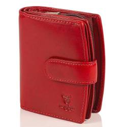 MATADOR Echt Leder Damen Geldbörse TüV Geprüfter RFID Schutz Frauen Portemonnaie Viele Kartenfächer Geldbeutel (Rot) von MATADOR