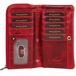 MATADOR Geldbörse für Damen Echt Leder Groß 11 Kartenfächer Herren - TÜV geprüfter RFID & NFC Schutz - Handgefertigtes Portemonnaie aus hochwertigem Premium Leder von MATADOR