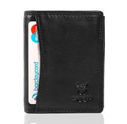 MATADOR Kartenetui Herren Leder 'Milano mit Geheimfach & Mini Münzfach | Minimalist Wallet Cardholder Herren mit RFID Schutz & Geschenk-Box | Kartenportmonai Kleine Geldbörse Herren Klein | Schwarz von MATADOR