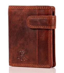 MATADOR Leder Herren Geldbörse Klein TÜV geprüfter RFID & NFC Schutz Portemonnaie Slim Wallet Brieftasche Leder Vintage Braun von MATADOR