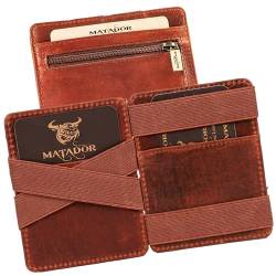 MATADOR Magic Slim Wallet Herren Leder Kreditkartenetui mit Münzfach | Karten Geldbeutel Geldtasche Portemonnaie Herren RFID Schutz & Geschenk-Box | Mini Wallet Kartengeldbeutel Männer Vintage Braun von MATADOR