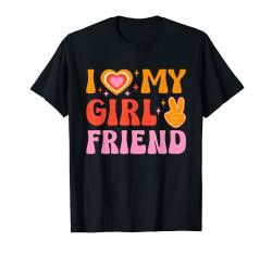 I Love My Girlfriend 70s Hippie T-Shirt von MATCHING Ich liebe meine Freundin Freund