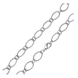 MATERIA Breite Ankerkette 925 Silber Halskette Frauen 60cm - 8mm Collier Kette Damen rhodiniert ziseliert 40-70cm in Etui K19-60 cm von MATERIA by Matthias Wagner