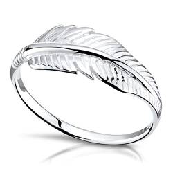 MATERIA Feder Ringe Damen Silber 925 - Silberring Natur Blatt Federn filigran 17,2mm in Ring-Box SR-160-54 von MATERIA by Matthias Wagner