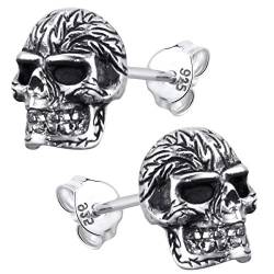 MATERIA Herren Ohrstecker Totenkopf Schädel aus 925 Silber Ohrringe Skull gothic schwarz antik mit Geschenk-Box SO-101 von MATERIA by Matthias Wagner