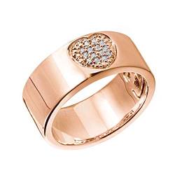 MATERIA Herz Ring Rosegold breit - 925 Silber Bandring Silberring Damen rose vergoldet mit Zirkonia in Ringetui SR-161-57 von MATERIA by Matthias Wagner