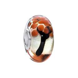 MATERIA Murano Glas Beads Perle Baum Herbst 925 Silber orange braun für Beads Armband #574 von MATERIA by Matthias Wagner