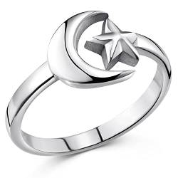 Materia Damen Mond und Stern Ring 925 Sterling Silber SR-169-59 von MATERIA by Matthias Wagner