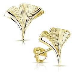 Materia Gold Ohrringe Damen 925 Silber Gingko Schmuck SO-392-Gold von MATERIA by Matthias Wagner