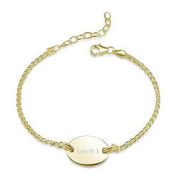 Materia Gravur Armband gold Damen Silber 925 Schmuck SA-155-G_Schrifttyp 3 von MATERIA by Matthias Wagner