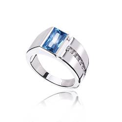 Materia Zirkonia Ring Silber 925 blau - Damen Bandring breit SR-151-56 von MATERIA by Matthias Wagner