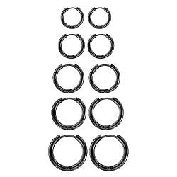 MATTE MAISA 5 Paar Edelstahl Hoop Ohrringe für Frauen Männer Hoop Huggie Ohrringe Piercing Schwarz Edelstahl Ohrstecker Set Hoop Ohrringe Huggie Knorpel Ohrringe für Männer Frauen 8/10/12/14/16 mm von MATTE MAISA