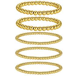 MATTE MAISA 5PCS Gold Bead Armbänder für Frauen Stackable Gold Bead Armband Dainty elastische Stretch Gold Armbänder für Mädchen Geschenk für Frauen… von MATTE MAISA