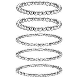 MATTE MAISA Goldperlen-Armbänder für Frauen, stapelbar, Goldperlen-Armband für Frauen, zierliche, elastische Stretch-Gold-Armbänder für Mädchen, Geschenk, 18 cm, Edelstahl von MATTE MAISA