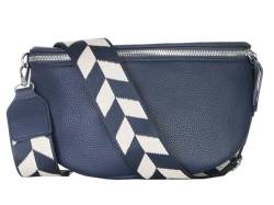 Bauchtasche Damen stylisch Umhängetasche Hüfttasche Bodybag Gürtel Crossbody Bag Schultertasche mit Verstellbaren Gurt 25 (Blau, M / 28 x 18 x 9 cm) von MATY FASHION