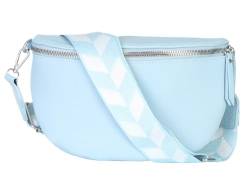Bauchtasche Damen stylisch Umhängetasche Hüfttasche Bodybag Gürtel Crossbody Bag Schultertasche mit Verstellbaren Gurt 25 (Hellblau, S / 23 x 14 x 7 cm) von MATY FASHION