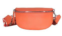 Bauchtasche Damen stylisch Umhängetasche Hüfttasche Bodybag Gürtel Crossbody Bag Schultertasche mit Verstellbaren Gurt 25 (Orange, M / 28 x 18 x 9 cm) von MATY FASHION