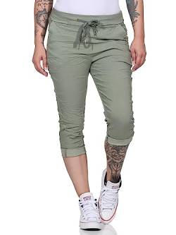 MATY FASHION Damen Bermuda Capri Jeans 7/8 Hose Sommer Shorts Stretch Enge Pants 8264 (as3, Numeric, Numeric_34, Numeric_40, Regular, Regular, Olive) von MATY FASHION