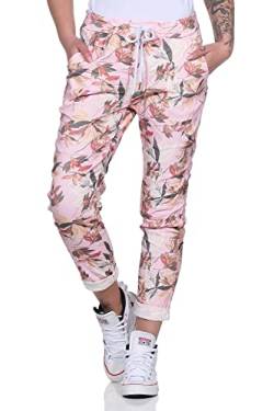 MATY FASHION Damen Freizeithose Moderne Jogginghose Relax Pants Boyfriend mit Kordelzug 43 (Floral Rosa) von MATY FASHION