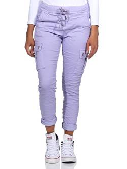 MATY FASHION Damen Hose Stretch Sweatpants aus Baumwolle Jogginghose Denim für Freizeit Boyfriend Baggyhose Cargo (Flieder) von MATY FASHION