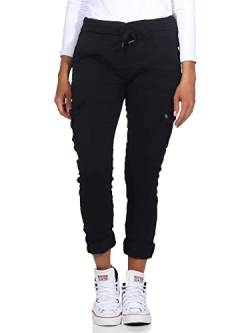 MATY FASHION Damen Hose Stretch Sweatpants aus Baumwolle Jogginghose Denim für Freizeit Boyfriend Baggyhose Cargo (Schwarz) von MATY FASHION