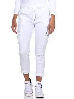 MATY FASHION Damen Hose Stretch Sweatpants aus Baumwolle Jogginghose Denim für Freizeit Boyfriend Baggyhose Cargo (Weiß) von MATY FASHION