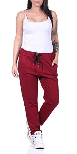 MATY FASHION Damen Hose Stretch Sweatpants aus Baumwolle Jogginghose für Freizeit Boyfriend Baggyhose 97 (36-40, Bordo) von MATY FASHION