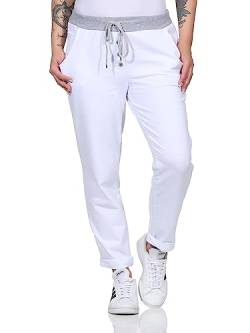 MATY FASHION Damen Jogginghose Uni Sweatpants für Training Freizeit Yoga Sporthose aus Baumwolle 4030 (as3, Numeric, Numeric_34, Numeric_38, Regular, Regular, Weiß) von MATY FASHION