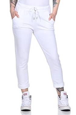 MATY FASHION Damen Jogginghose Uni Sweatpants für Training Freizeit Yoga Sporthose aus Baumwolle 94 (Weiß) von MATY FASHION