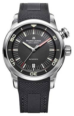 Maurice Lacroix Pontos S Diver Herren-Armbanduhr Analog Automatik mit schwarzem Lederband PT6248-SS001-330-1 von MAURICE LACROIX