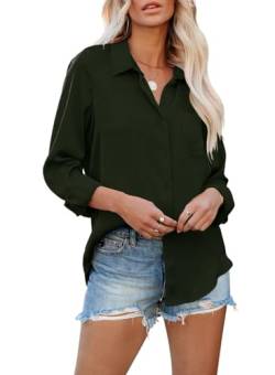 Leinenbluse Damen Langarm Knopfleiste Oberteile V-Ausschnitt Hemdbluse Tunika Kurzshirt Leinenoberteile Leinenbluse Tshirt Lose Elegant Pullover T Shirt Tops Langarmshirt Tops von MAVIS LAVEN