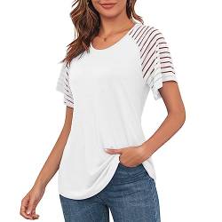 MAVIS LAVEN Damen Besatzung Nacken Lässig Blusen Glocke Kurz Ärmel Hemden Raglan Tunika Oberteile（Weiss,X-Large） von MAVIS LAVEN