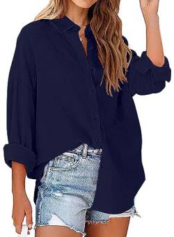 MAVIS LAVEN Damen Bluse V-Ausschnitt Hemd Langarm Elegant Lässige Oberteile Knopfleiste Hemdbluse Einfarbig Langarmshirt von MAVIS LAVEN